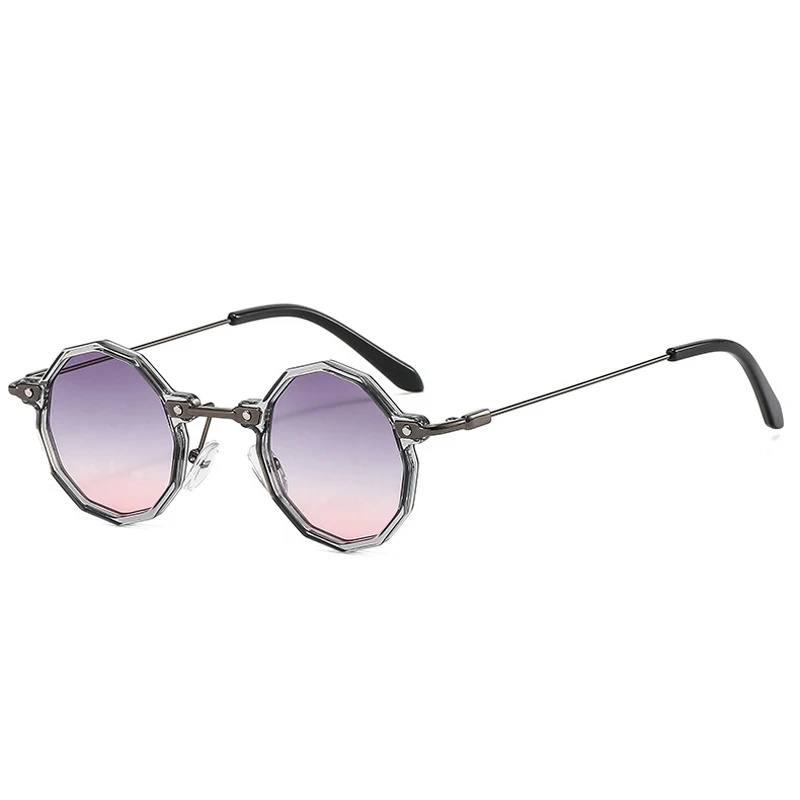 Lunettes De Soleil Polygonales Unisexes – Monture Métal Léger, Verres UV400 – Style Rétro Tendance – Pour Homme Et Femme