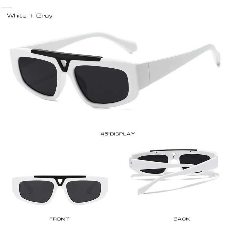 Lunettes de Soleil rectangulaires blanches | Ilo - 2