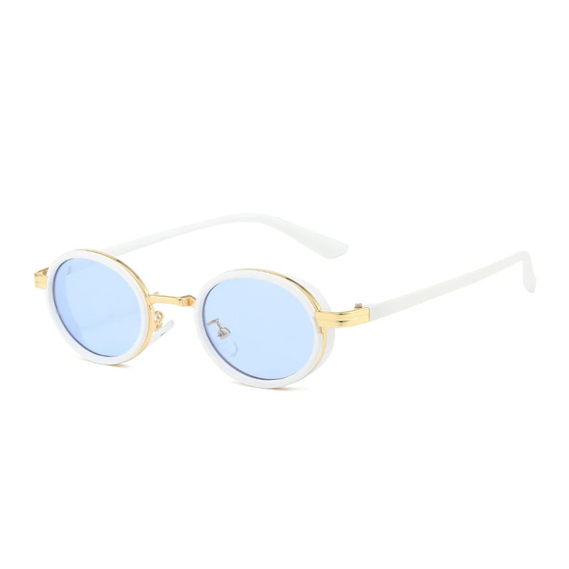 Lunettes de soleil rondes blanches et dorées | Kelia